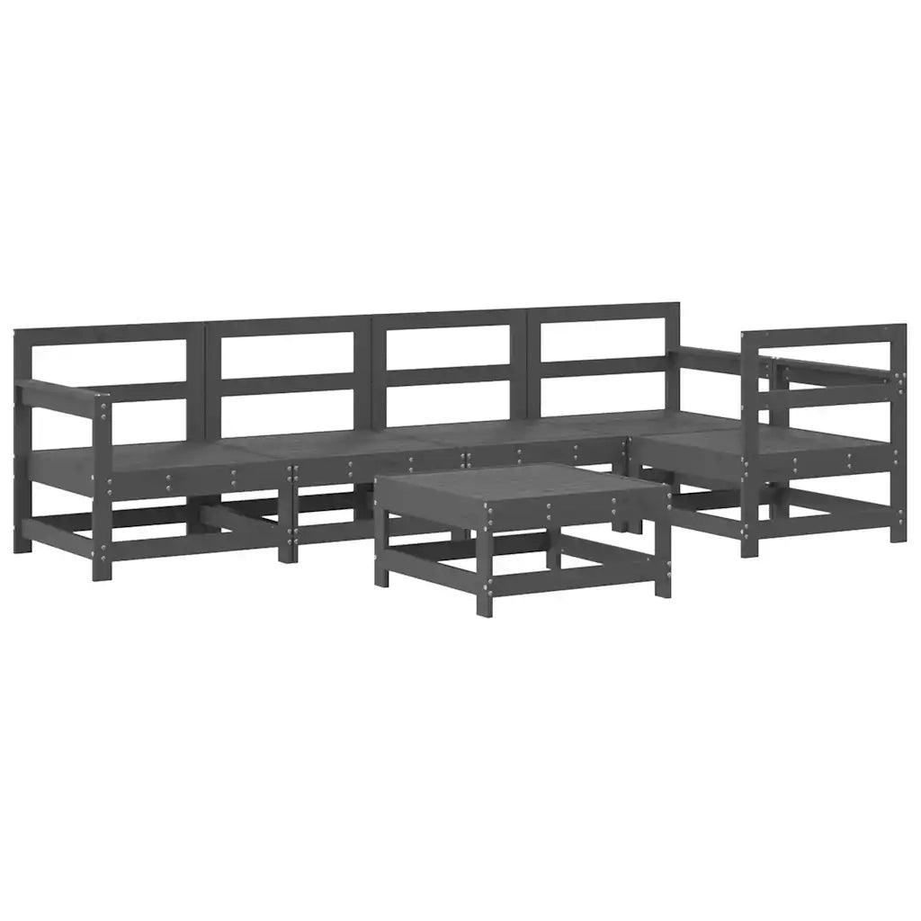 Set Salotto da Giardino 6 pz Grigio in Legno Massello di Pino 3186468