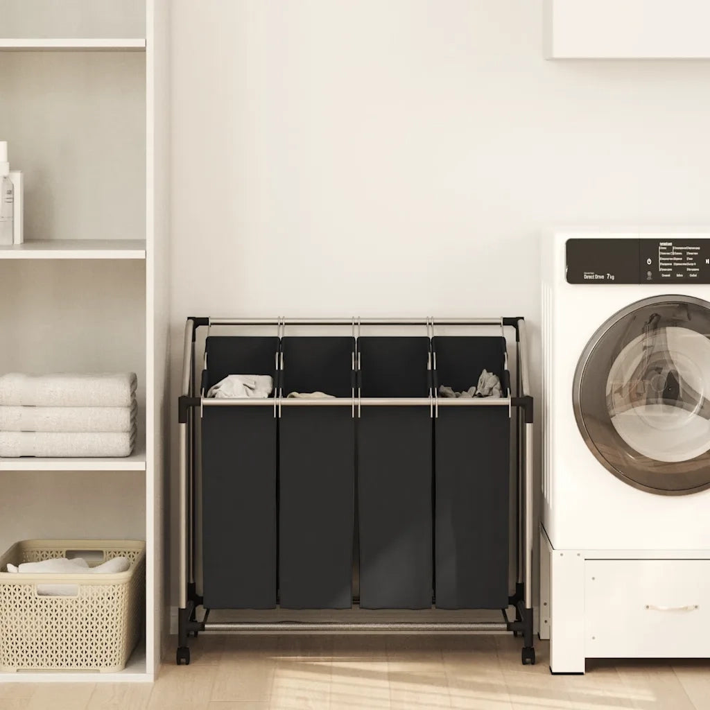 Classificatore lavanderia con 4 borse nero 240367