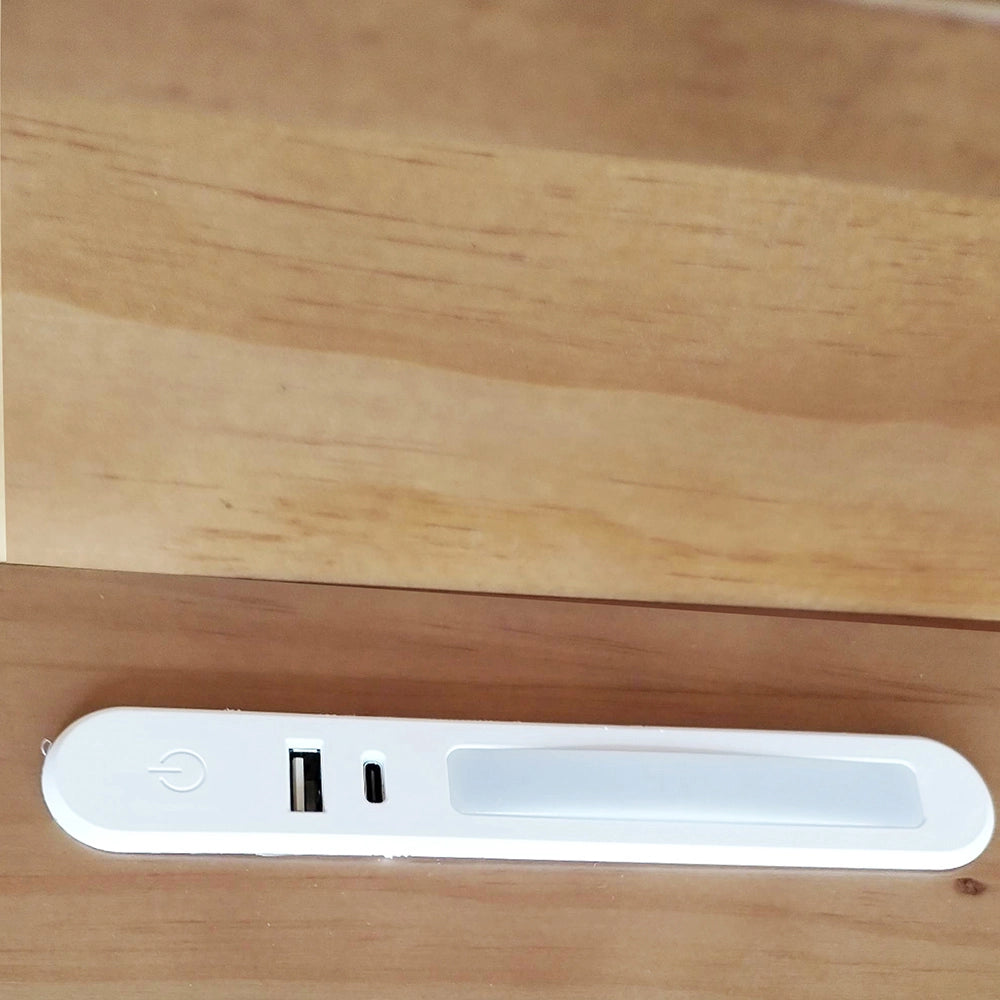 Letto bambino-Xylo-90x200 cm-USB-C, LED, testiera contenitore, legno pino