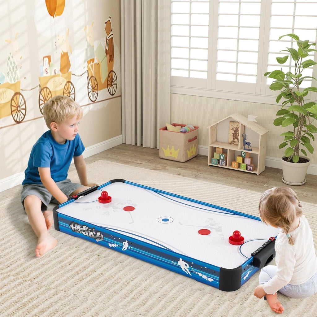Tavolo da Air Hockey, con 12V Motore Elettrico Potente, 2 Dischi e 2 Spintori, Air Hockey da Tavolo per Sala Giochi Casa Ufficio, 108x50,5x10 cm