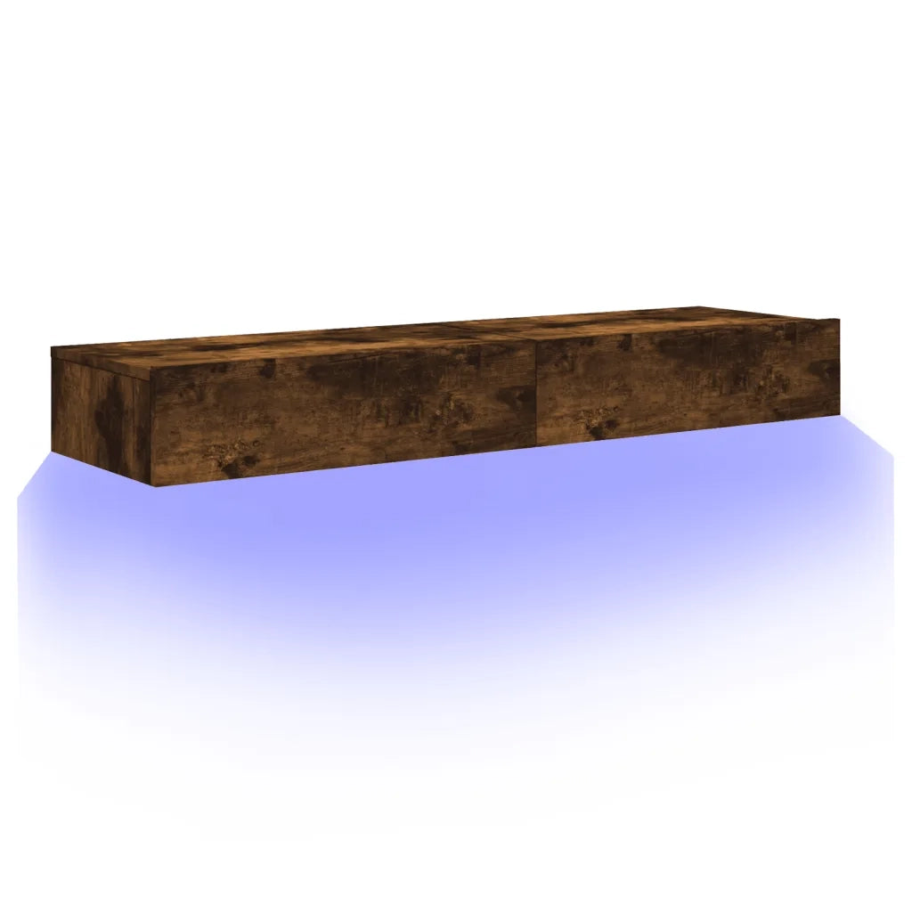 Mobili Porta TV con Luci LED 2 pz-Credenza per TV Rovere Fumo 60x35x15,5 cm