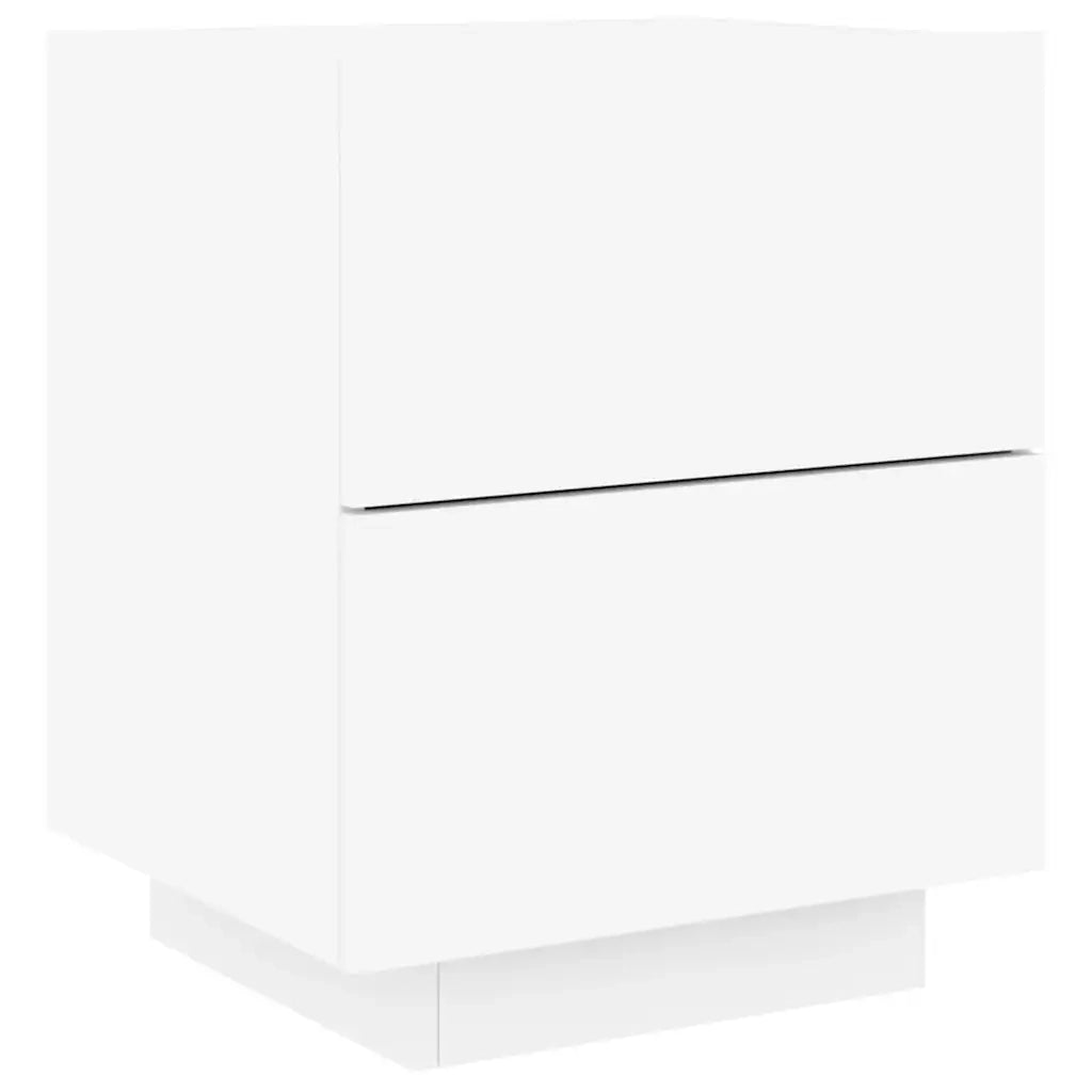 Comodini con Luci LED 2pz Bianchi in Legno Multistrato 836736