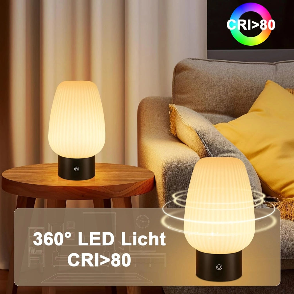 ZMH Lampada da tavolo LED bianca wireless touch dimmerabile ricaricabile per camera letto comodino