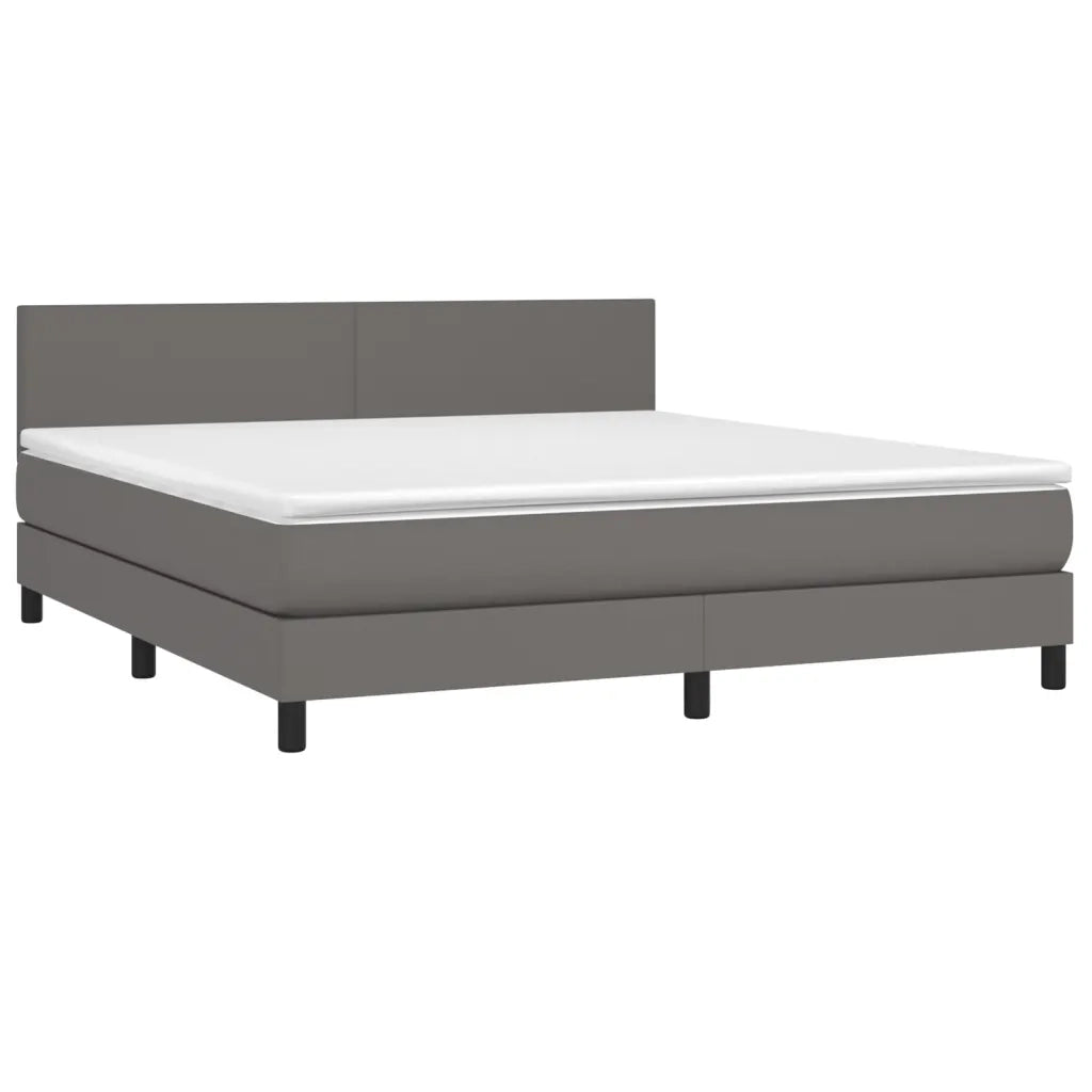 Giroletto Molle con Materasso e LED Grigio 180x200cm Similpelle 3134121