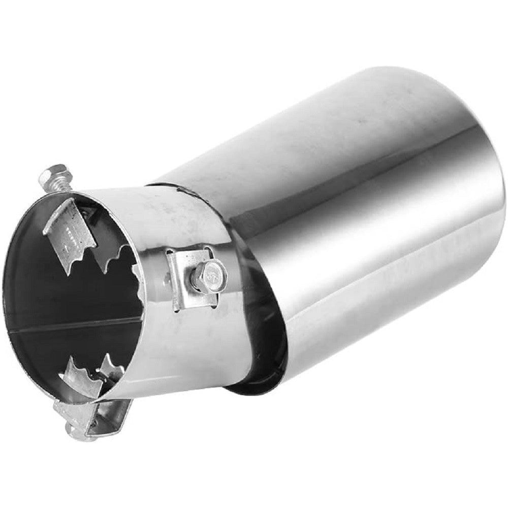 Trade Shop - Terminale Di Scarico Marmitta Universale Posteriore 62mm In Acciaio Silenziatore -