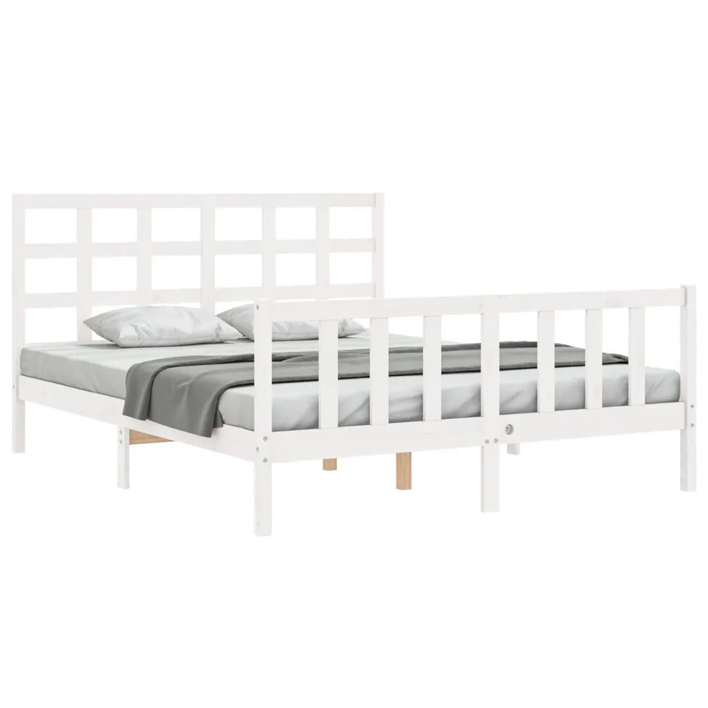 Giroletto senza Materasso-Struttura Letto Bianco 160x200 cm Legno Massello Pino 377419