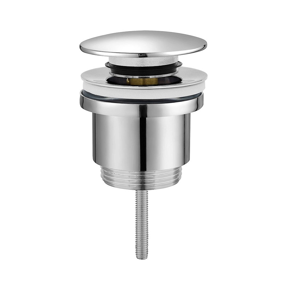 Sifone lavabo a canna tonda cromato completo di piletta click clack universale