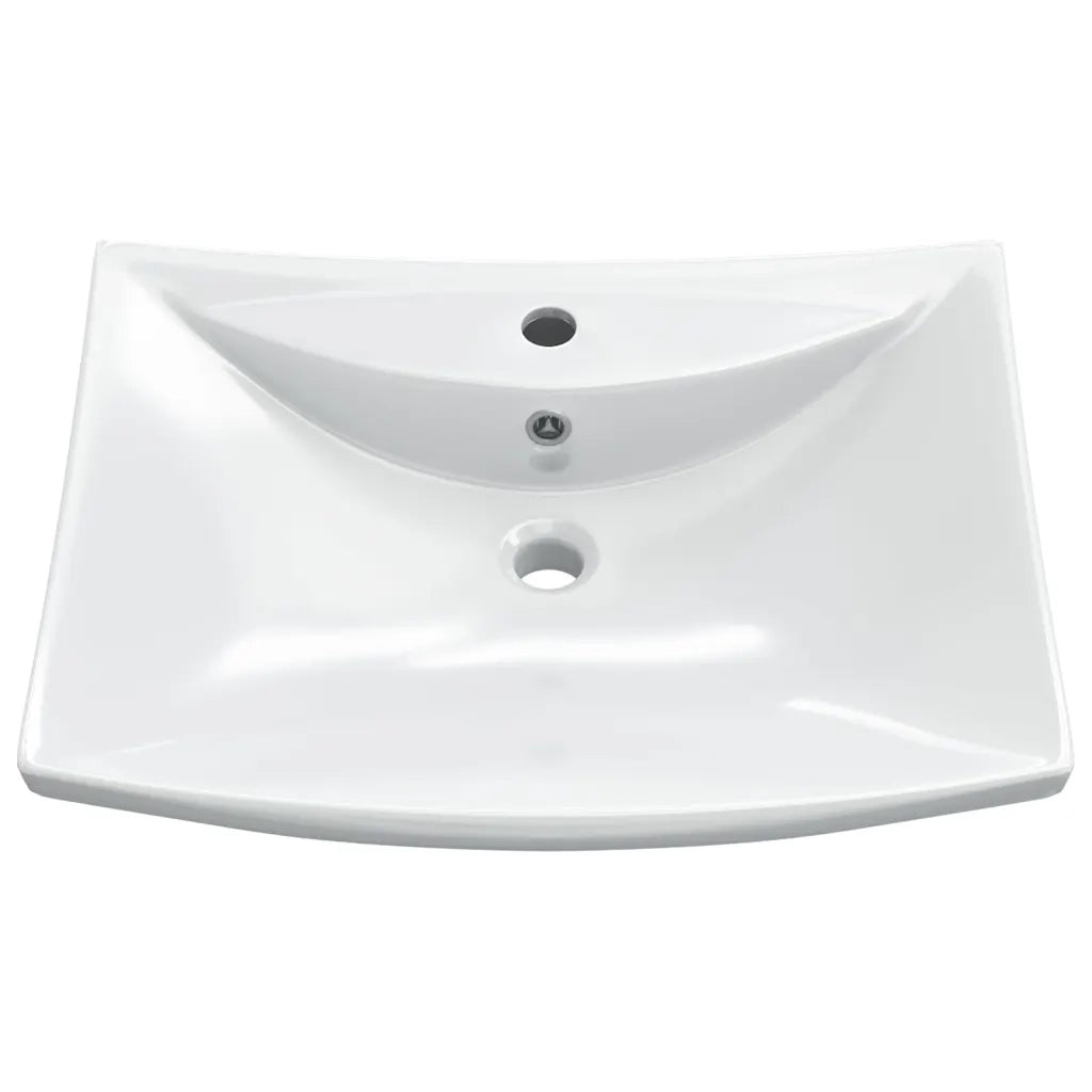 Lavabo-Lavandino Ceramica Lusso Rettangolare Foro di Trabocco e Foro Rubinetto