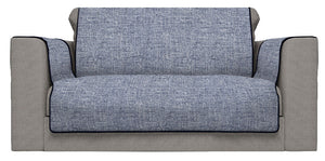 Copridivano con Copri Braccioli Seduta 60 cm in Poliestere Blu Scuro