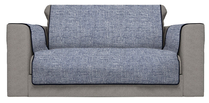 Copridivano con Copri Braccioli Seduta 60 cm in Poliestere Blu Scuro