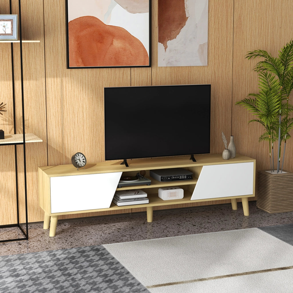 Mobile TV con ante e ripiani ¨C Minimal ¨C rovere 150x30x42 cm