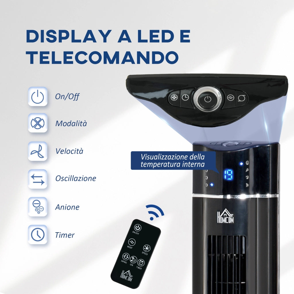 Ventilatore a Colonna 60W ¨C zephmum ¨C Nero, ABS, ?32x106.8 cm