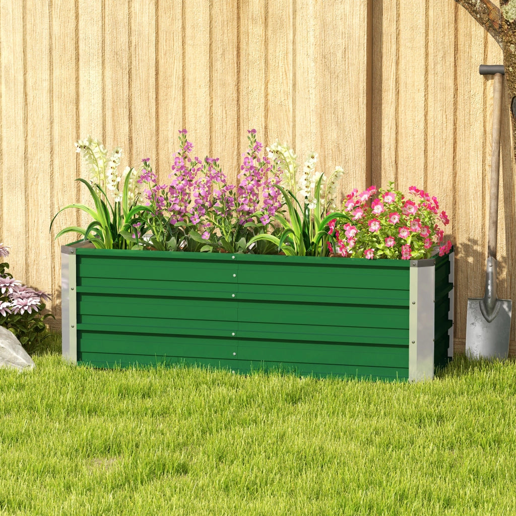 Fioriera da Giardino Rialzata ¨C Xylo ¨C Acciaio Verde 125x47x40 cm con Guanti