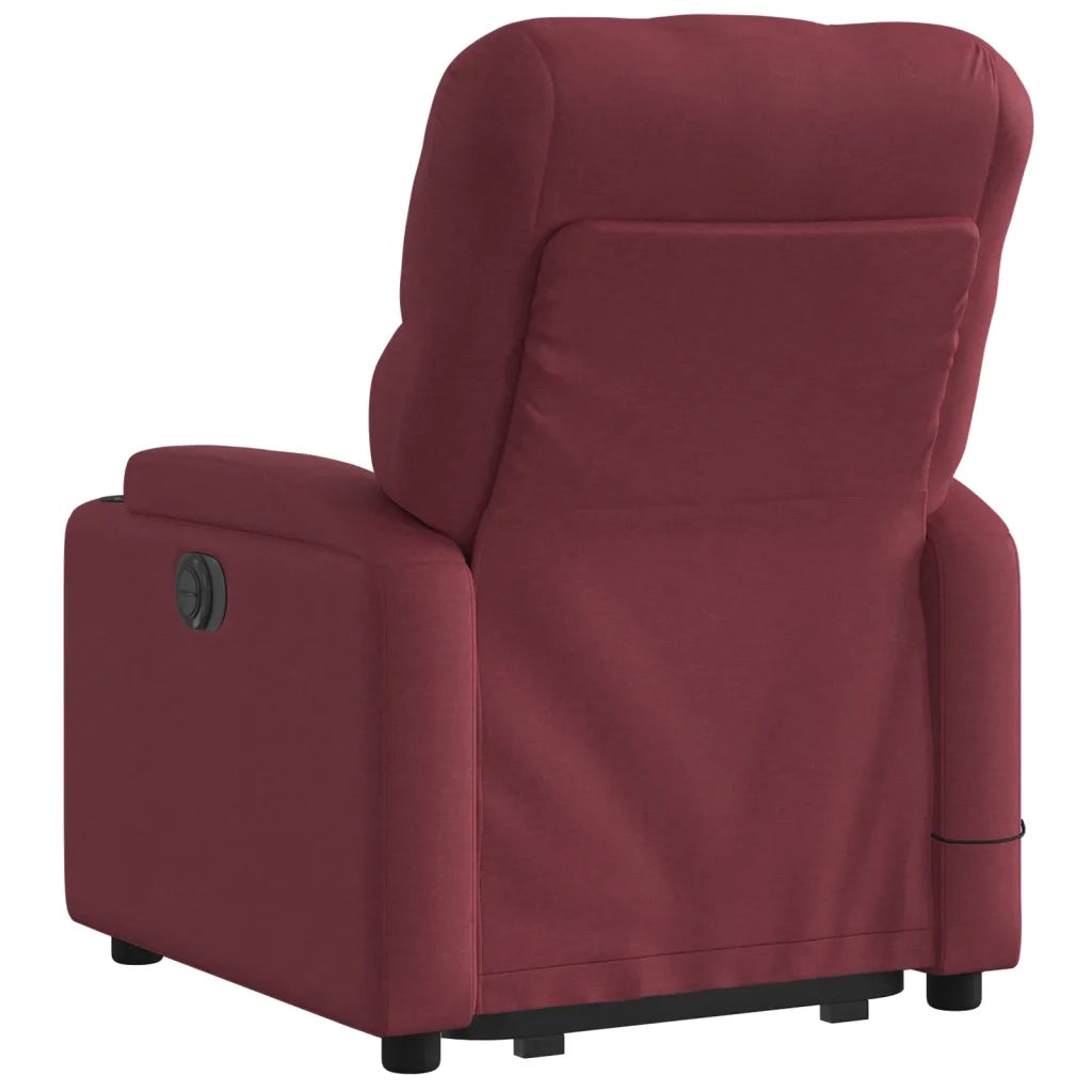 Poltrona Alzapersona Massaggio Reclinabile Rosso Vino Tessuto 3204725