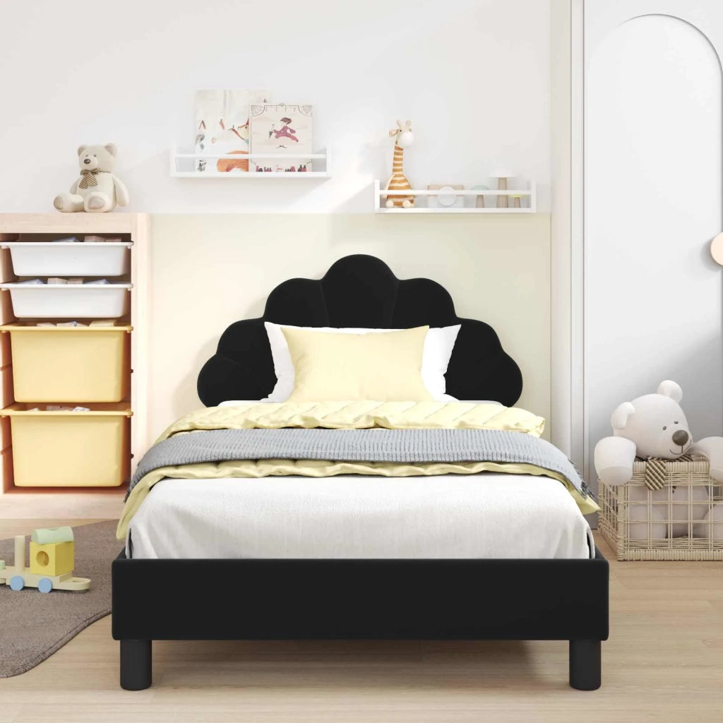 Struttura letto bambini con testata Nero 90 x 190 cm Velluto 42011157