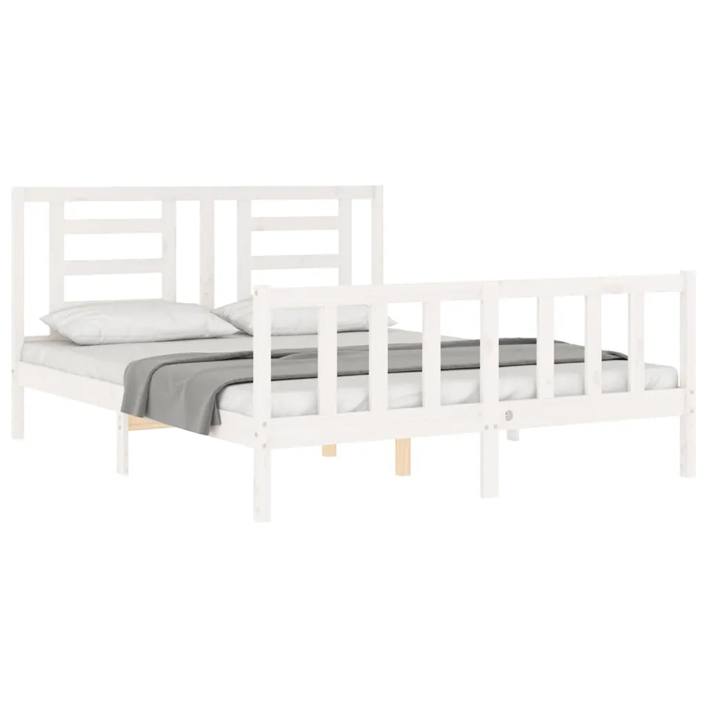 Giroletto senza Materasso-Struttura Letto Bianco 160x200 cm Legno Massello Pino 864743