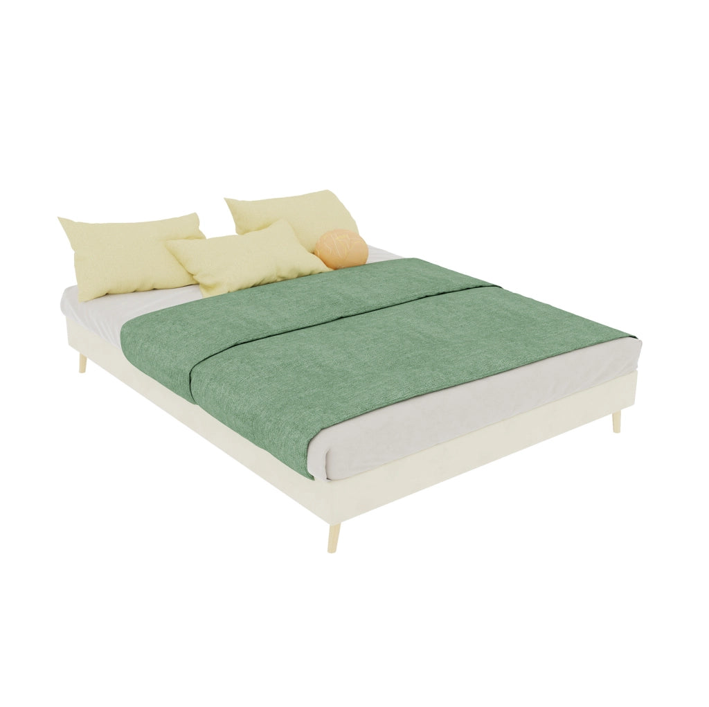 Letto matrimoniale 140 x 200 cm in velluto olandese beige