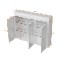 Armadio a Muro a 3 Ante in Vetro con Design Curvo, Spazio di Archiviazione Versatile，per Soggiorno e Bagno, 90×20×70 cm, Bianco