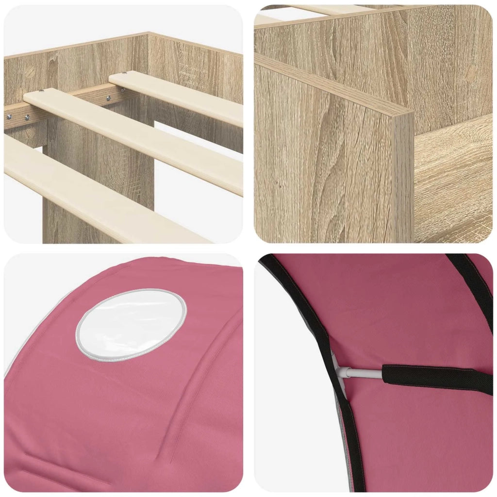 Letto con Tunnel 3 pz Rovere Sonoma e Rosa Legno multistrato 3423638
