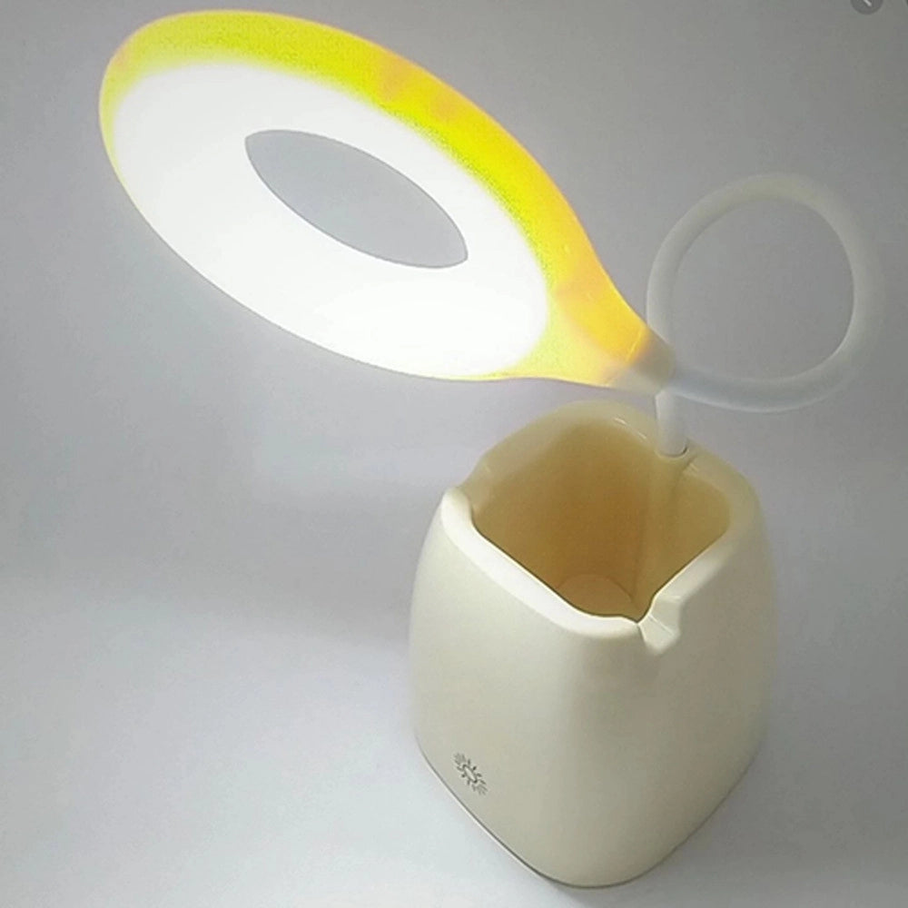 Trade Shop - Lampada Da Tavolo Scrivania Con Portapenne 16 Led Collo Flessibile E Girevole -