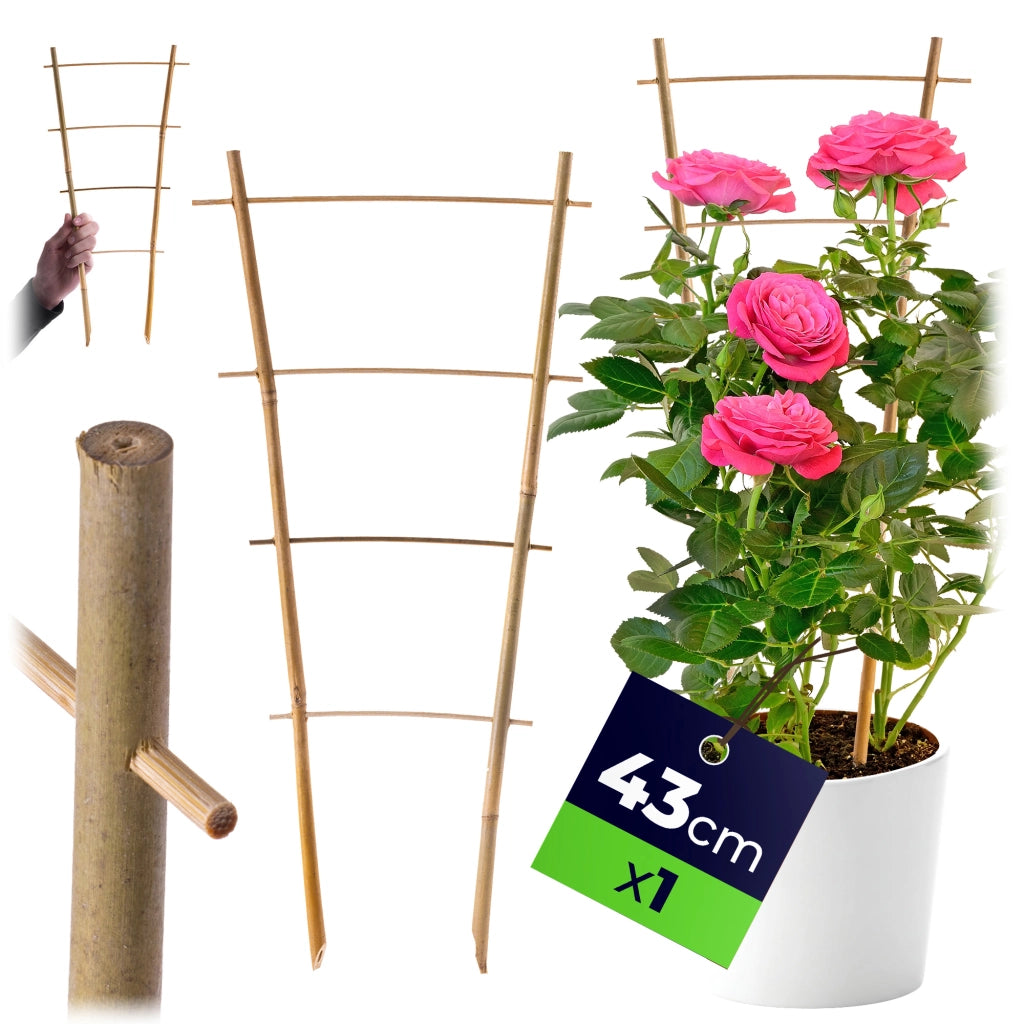 Scala di supporto per piante in bambù KADAX, 43 cm, per fiori, con doppio supporto