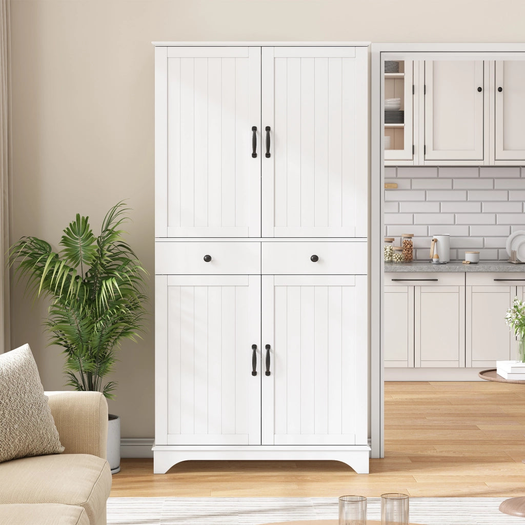 Mobile contenitore alto con ripiani regolabili e cassetti in MDF bianco per cucina soggiorno e studio 77 × 40 × 181 cm