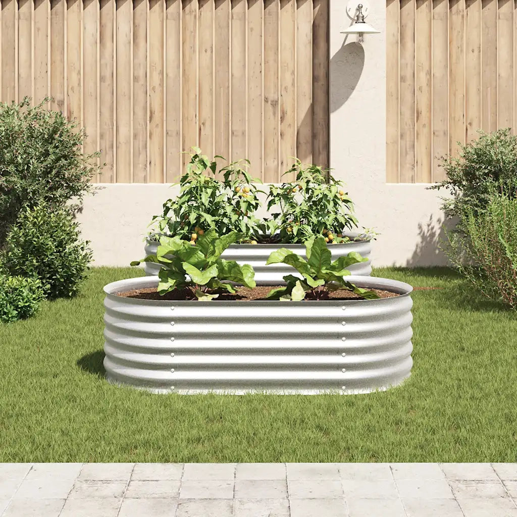 Letto Rialzato Giardino 160x80x44 cm in Acciaio Zincato Argento 45519
