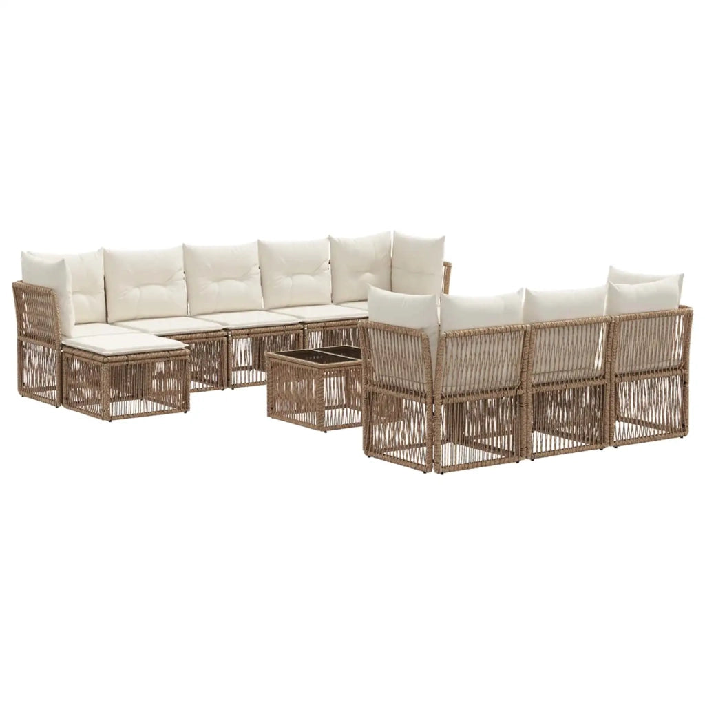 Set Divano da Giardino 11 pcs Beige polyrattan