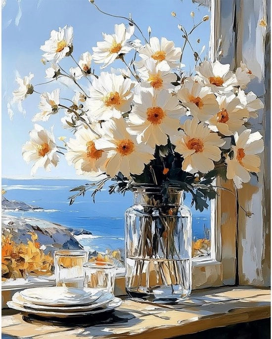 Dipinto su numeri 40x50cm - Paesaggio Mare - Decorazione per Parete - Olio/Acrilico - Fai da Te - Attività Ricreative - Vernice su Numero