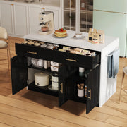 Isola da cucina 120x60x91 cm con bar, prese elettriche, USB e ripiani regolabili