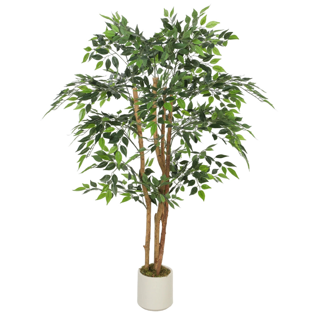 Albero Finto Banyan in Legno Massiccio con Vaso ¨C Minimal ¨C Verde 65x65x150 cm