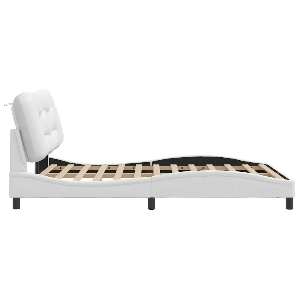 Giroletto senza Materasso-Struttura Letto Hvar Bianco 140x190 cm in Similpelle