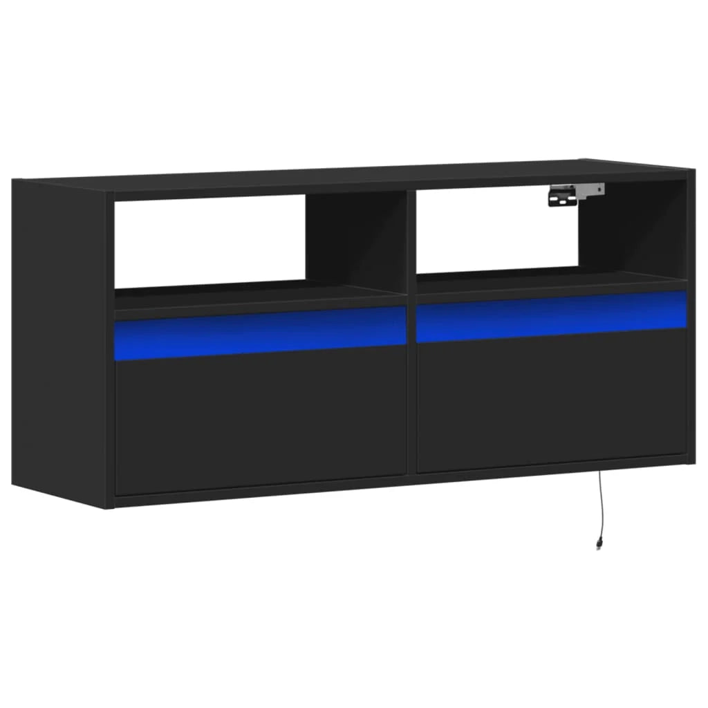 Mobile TV multimediale scaffale TV credenza mobile TV sala da pranzo soggiorno camera da letto mobile da parete con luci LED 100 x 31 x 45 cm nero 02_0027848