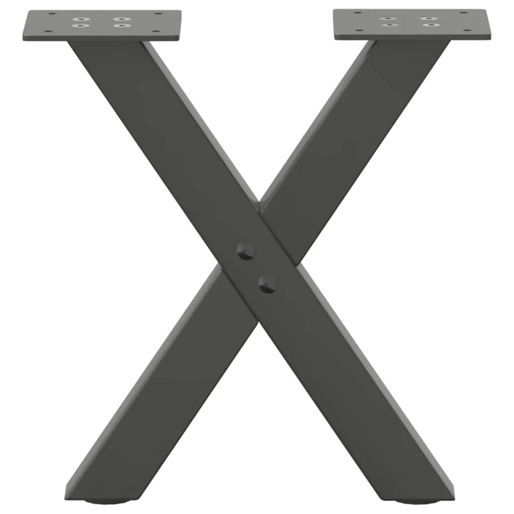 Set di 2 gambe per tavolino a forma di X 37 x 30 cm supporto robusto con piedini regolabili acciaio antracite 02_0057149