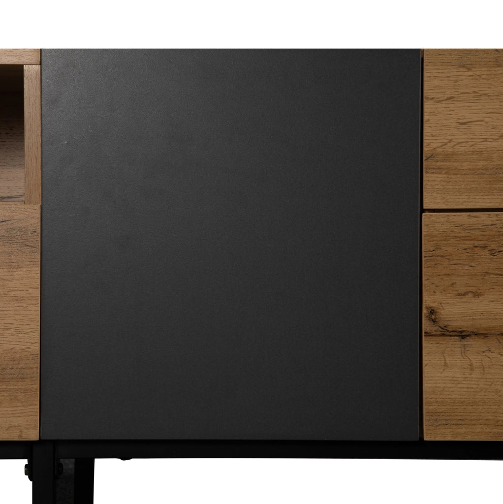 Mobile TV 180x38x50 cm; ampio spazio contenitivo con push-open; MDF; nero e grigio