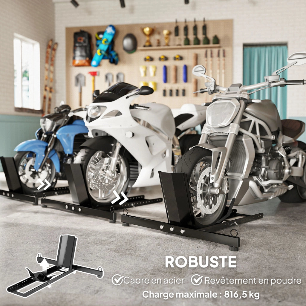 Blocco ruota moto regolabile 14 livelli per pneumatici ?34-84 cm ¨C zephmum ¨C nero