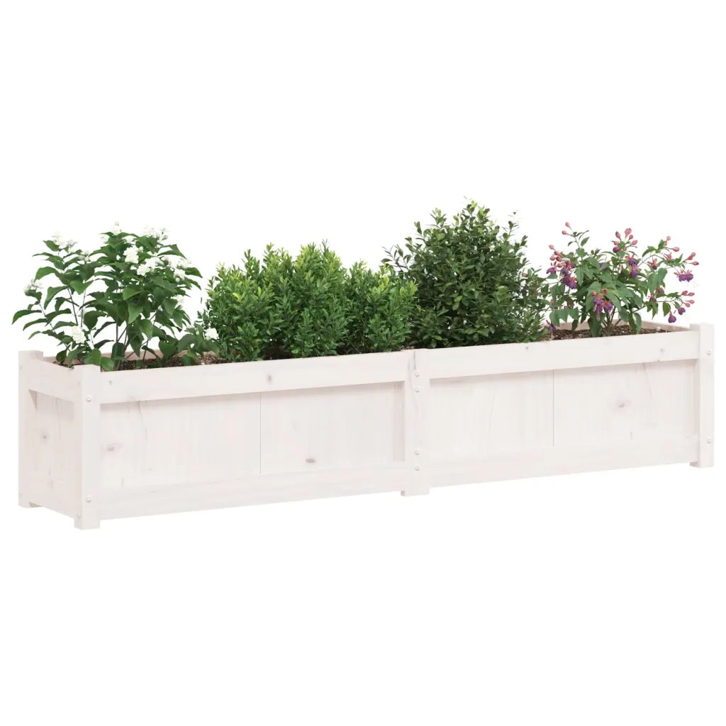 2 pz Fioriere | Cassetta per fiori | Vaso da Giardino Bianche in Legno Massello di Pino
