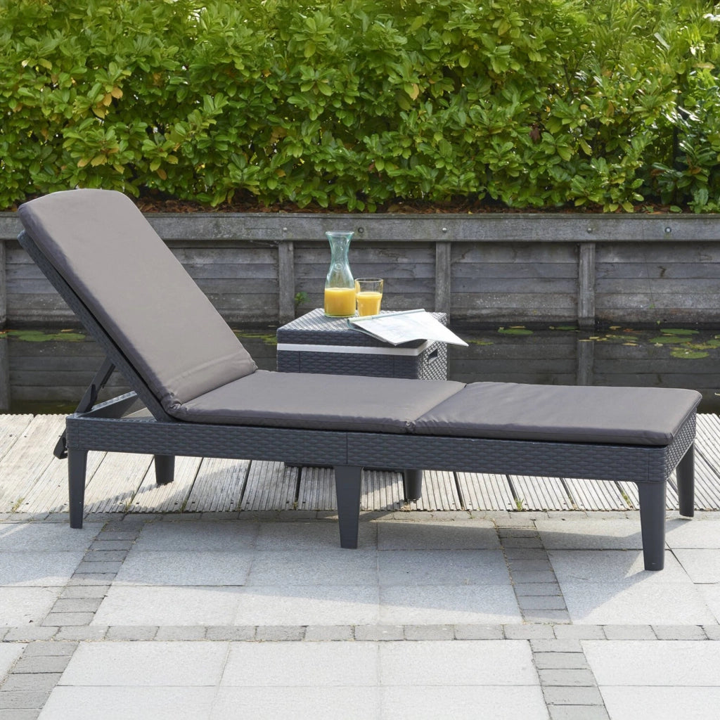 Lettino prendisole Glace, Sdraio da giardino, Letto pieghevole outdoor, Sedia reclinabile, 188x58 h29 cm, Antracite e Grigio