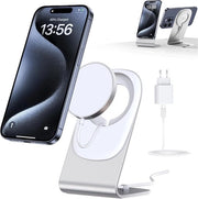 Oplade senza fili compatibile con caricabatteria Magsafe per iPhone 15/14/13/12 con adattatore USB-C 15W di alimentazione a luce con stand magnetico Lite carica inductive rapida senza fili per iPhone - Argento - Acquista ora stazione di ricarica