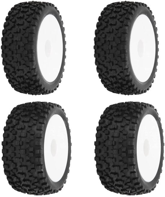 Accessori per RC - 4 pneumatici - 12 mm cerchi a 5 raggi - gomma abrasione resistente - con asse in plastica - parti di ricambio - compatibile con auto off-road 1/10