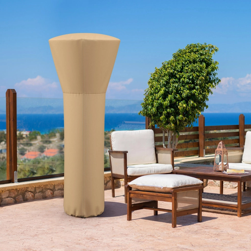 Copertura per riscaldatore da patio con cerniera e borsa per trasporto, Copertura per riscaldatore a propano da esterno Legno naturale-Stufe a fungo