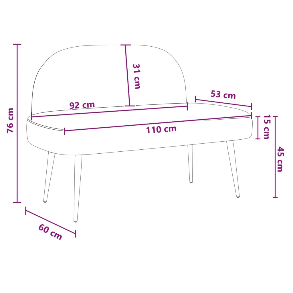 Panchina imbottita con schienale Grigio chiaro 110 x 60 x 76 cm CFW4362259
