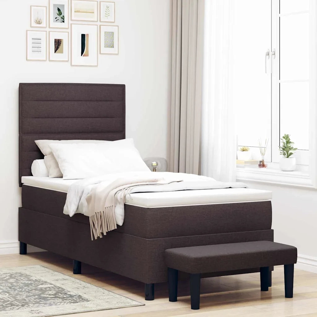 Letto a molle con testiera Marrone Scuro 100 x 200 cm Tessuto 3343970