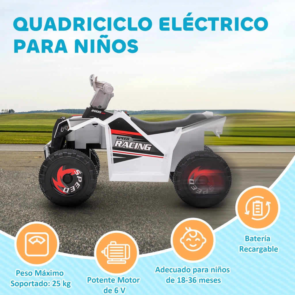 Quad Elettrico per Bambini 6V ¨C zephmum ¨C Bianco
