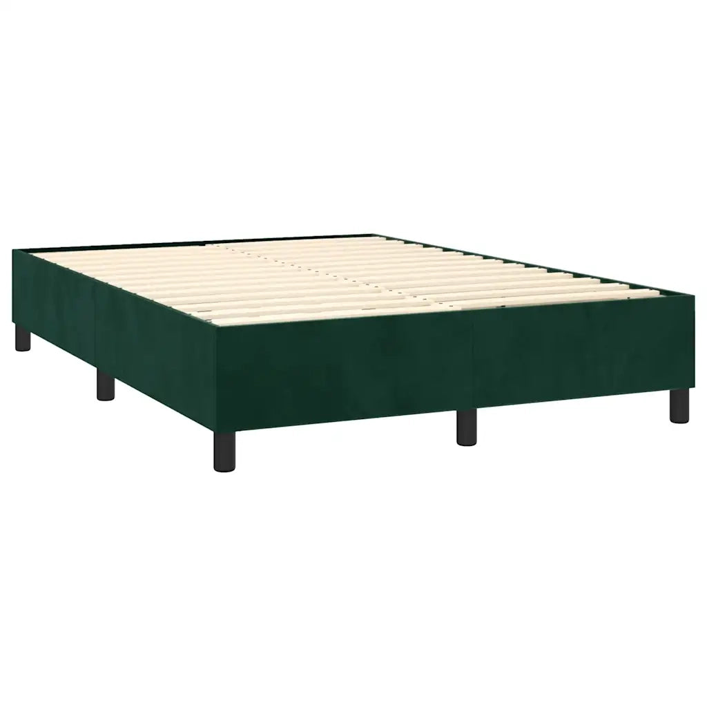 Giroletto a Molle con Materasso Verde Scuro 140x190 cm Velluto