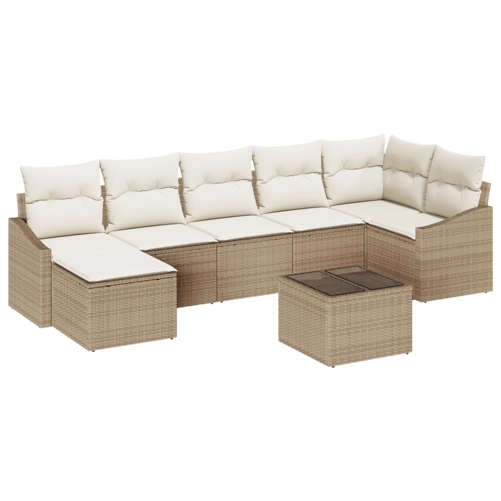 Set da Pranzo da Giardino 8 Pezzi con Cuscini Rattan Brown