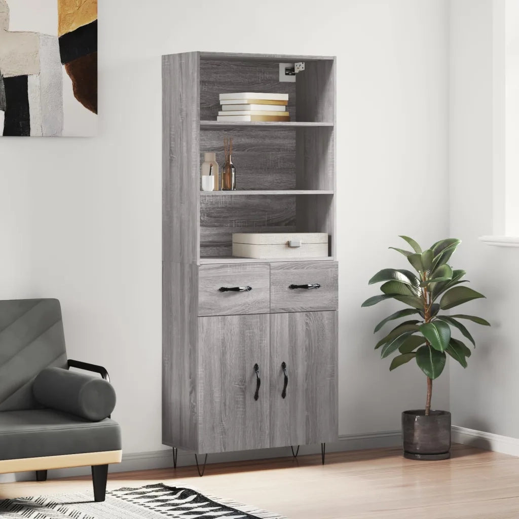 Credenza | Madia | Buffet da pranzo | Armadio da pranzo Grigio Sonoma 69,5x34x180 cm in Legno Multistrato