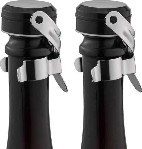 Stopper per champagne e vino in acciaio inossidabile, tappo per bottiglia di champagne riutilizzabile, senza perdite mantiene fresco (argento, 2 pezzi)