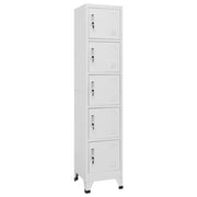 Armadietto moderno con 5 ante chiudibili a chiave per ufficio 38 x 40 x 180 cm acciaio grigio chiaro 02_0047003