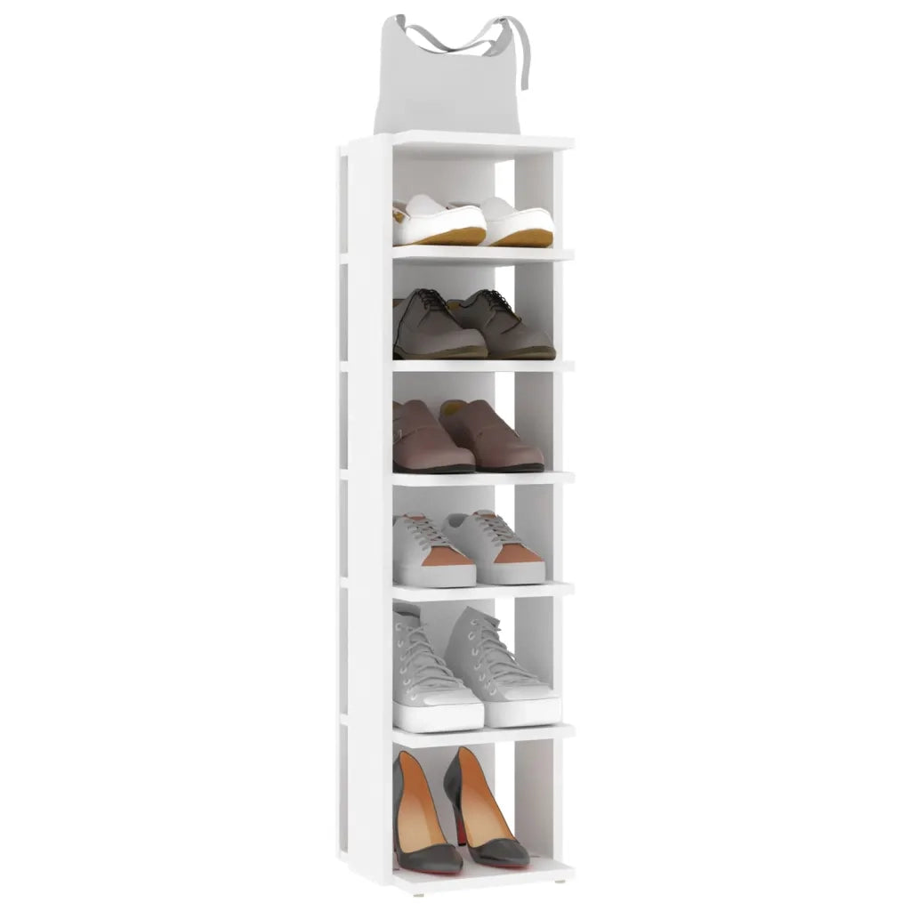 Scarpiere 2 pz-Set di 2 Scaffale per scarpe Bianche 27,5x27x102 cm in Legno Multistrato